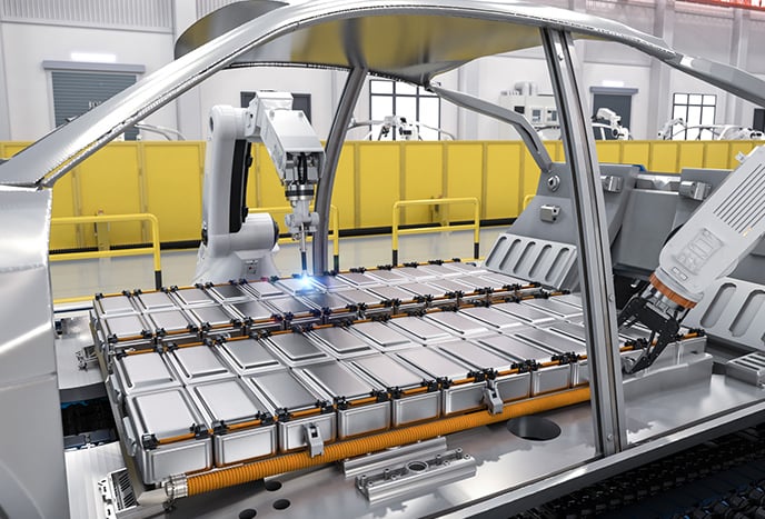 Electric vehicle manufacturing assembly line